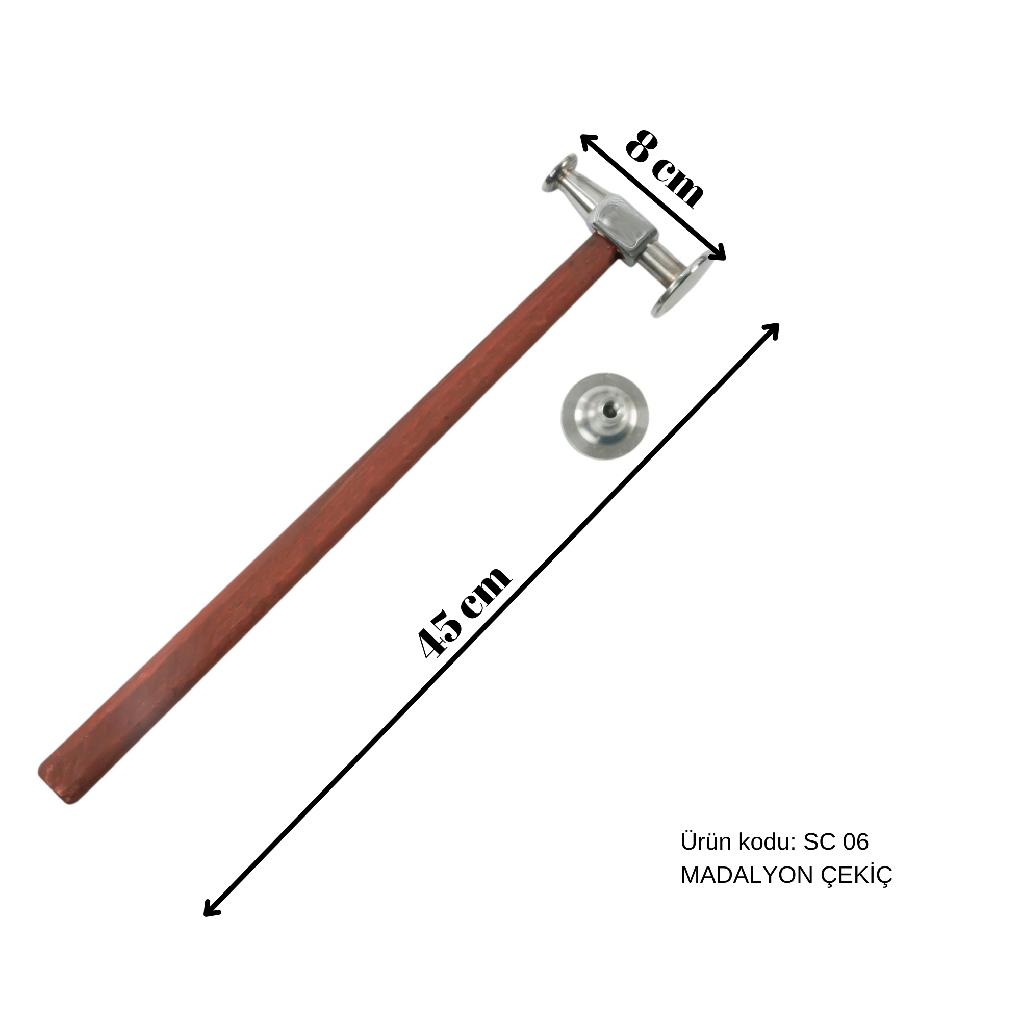 45 cm Boyasız Göçük Düzeltme Madalyon Çekiç
