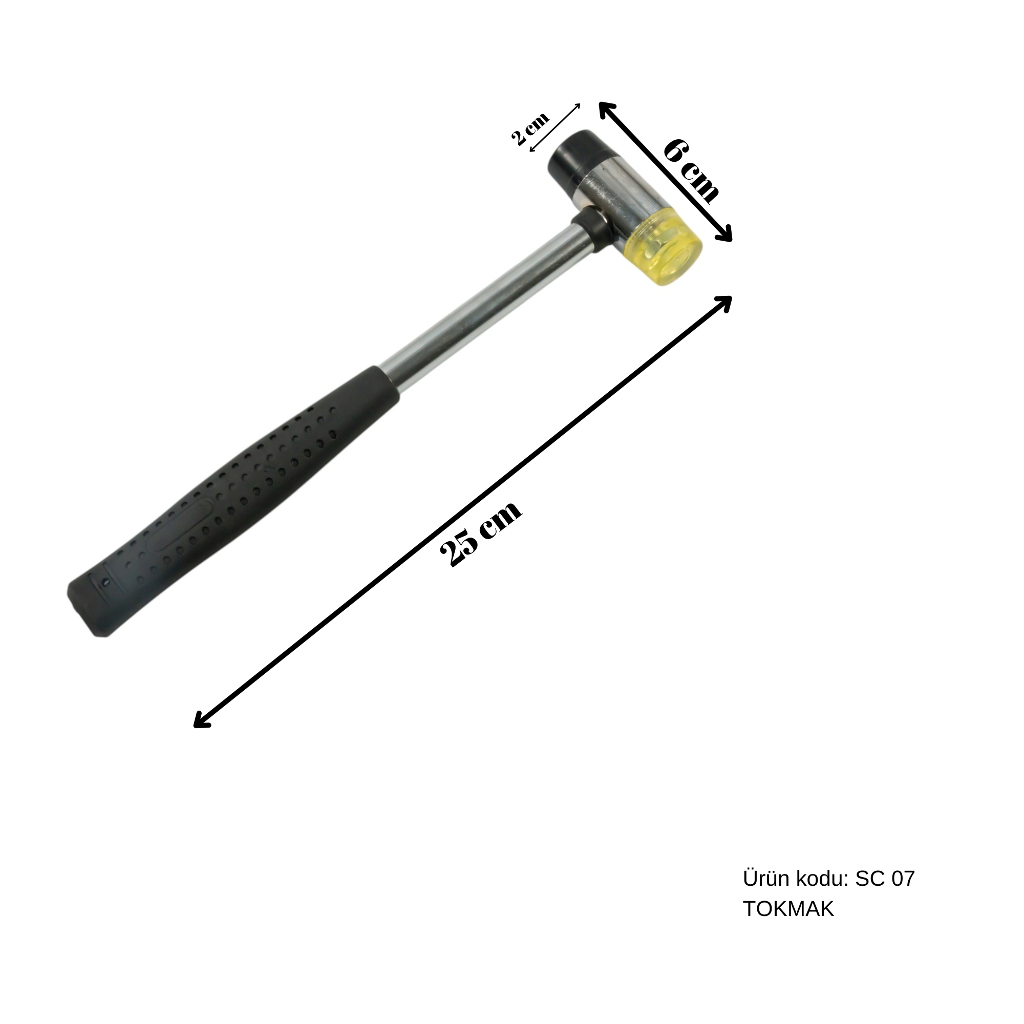 25 cm Kauçuk Saplı Boyasız Göçük Düzeltme Tokmağı, PDR Tokmak